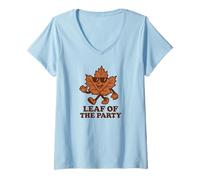 Womens Leaf of The Party Happy Fall Harvest Autumn Leaf Pun V-Neck T-Shirt