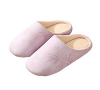 Women's Leaf Pattern Washable Fabric Sole Slippers for Home, Soft Quiet Bedroom Shoes with Non-Slip Indoor Footwear, Perfect for Relaxing Daily Wear (Purple, 4.5)