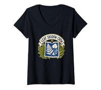 Women's Leaf Shadow Crew Cyanotype Botanical Photography V-Neck T-Shirt