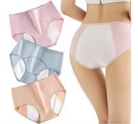 Women's Leakproof Pantie, Cotton Reusable, Plus Size,Panties for Women Over 60 (UK, Alpha, L, Regular, Regular, 3PCS-B)