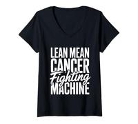 Womens Lean Mean Cancer Fighting Machine Patient Awareness - V-Neck T-Shirt