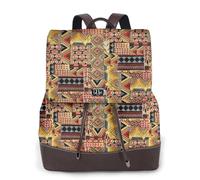 Women'S Leather Backpack Purse, African Textile Patchwork, Luxury Pu Leather Laptop Backpack For Work/Travel, Anti-Theft 15.6 Inch School Bag, Stylish Durable School Bag For College Girls Women