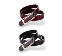 Women's Leather Belts Durable Waist Belt Oval Solid Gold Buckle Width 0.80" Waistband For Pants, Jeans