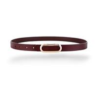 Women's Leather Belts Durable Waist Belt Oval Solid Gold Buckle Width 0.80" Waistband For Pants, Jeans