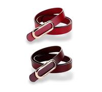 Women's Leather Belts Durable Waist Belt Oval Solid Gold Buckle Width 0.80" Waistband For Pants, Jeans