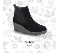 Cipriata AMINA L708 Ladies Suede Inside Zip Gusset Memory Foam Wedge Ankle Boots (Black, UK Footwear Size System, Adult, Women, Numeric, Medium, 4)