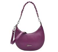 Womens Leather Classic Hobo Style Twist Handle Long Strap Zip Opening Bag SARAH (Purple)
