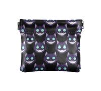 Women's Leather Coin Change Purse Neon Glow Cheshire Cat Pattern