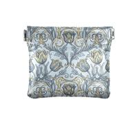 Women's Leather Coin Change Purse William Morris Tulips Blue Yellow