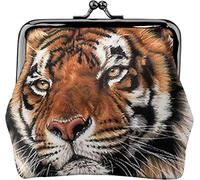 Women's Leather Coin Purse,Cute Tiger Wallets Leather Change Pouch with Kiss Lock Clasp Buckle Change Purse