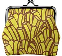 Women's Leather Coin Purse,Delicious French Fries Wallets Leather Change Pouch with Kiss Lock Clasp Buckle Change Purse
