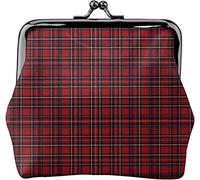 Women's Leather Coin Purse,Royal Stewart Tartan Wallets Leather Change Pouch with Kiss Lock Clasp Buckle Change Purse