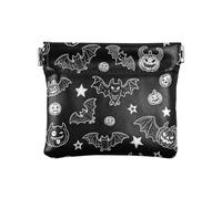 Women's Leather Coin Purse Wallet Evil Black Halloween Bat monsters Black Convenient Card Key pouching Organizers for Ladies mujer para monedas
