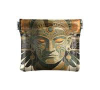 Women's Leather Coin Purses Pouches Mysterious Maya Bronze Mask