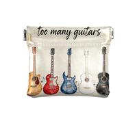 Women's Leather Coin Purses Pouches Never Have Too Many Guitars Watercolor Fancy Mini Cosmetic Case for Ladies Handbag monedero para carro