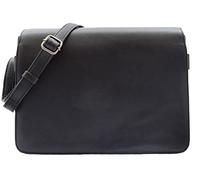 Womens Leather Cross Body Bag Flap Over Messenger Office Organiser ASST Colours HOL323 (Black)