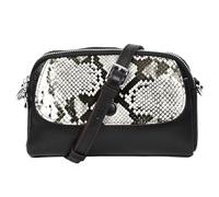 Women's Leather Crossbody Bag Small Sling Shoulder Purse with Exotic Snake-Print Flap Sahara (Black)