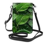Women's Leather Crossbody Phone Bag Wallet, Outside the Castle Gate Print Handbags Flap Purse with Card Slots, Green Leaf Nature, One Size, All-over Print