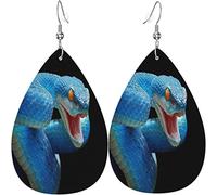 Women's Leather Earrings Blue Snakes Dangle Drop Earring for Girls