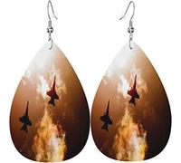 Women's Leather Earrings Jet Fighter Jet Raaf Dangle Drop Earring for Girls