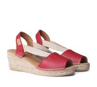 Women's Leather Espadrille - TEIDE-P Red, 37 EU - 4 UK