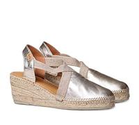 Women's Leather Espadrille - TOSSA - Platinum, 7 UK - 40 EU