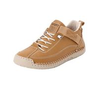 Women's Leather Flat Loafers 7 UK Retro High Top Boots with Elastic Band Round Toe Non-Slip Walking Shoes Casual Driving Daily Business Sneakers Khaki Gift