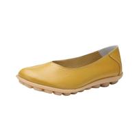 Women's Leather Flat Loafers Slip-On Casual Walking Driving Shoes Breathable Black Shoes Women Shoes Women Womens Comfort Dress Shoes Womens Shoes Platform Womens Sneakers (Yellow, 7)