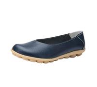 Women's Leather Flat Loafers Slip-On Casual Walking Driving Shoes Breathable Black Shoes Women Shoes Women Womens Comfort Dress Shoes Womens Shoes Platform Womens Sneakers (Navy, 4.5)