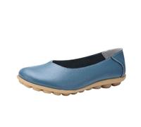 Women's Leather Flat Loafers Slip-On Casual Walking Driving Shoes Breathable Black Shoes Women Shoes Women Womens Comfort Dress Shoes Womens Shoes Platform Womens Sneakers (Blue, 3.5)