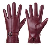 Women's Leather Gloves Touchscreen - Red XXL