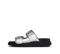 Women's Leather Grain Effect Wedge Sandals with Buckle FitFlop Gen-FF Buckle Tumbled Argenté 42