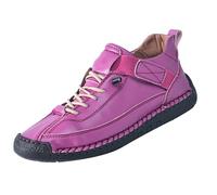 Women's Leather Hiking Shoes Summer Outdoor Shoes Handmade Leather Shoes Non-Slip Trekking Shoes Waterproof Summer Shoes Wear Resistant Street Running Shoes Sports Shoes Trainers, Hot Pink, 9 UK