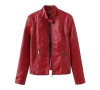 Womens Leather Jacket, Hooded Pu Moto Biker Jacket Full Zip Motorcycle Top Chic Soft Coat Women Pu Leather Coat Leather Motorcycle Jacket Womens Jacket Windbreak Coat Outwear