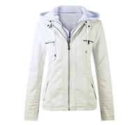 Women's Leather Jacket, Pu Biker Moto Jacket Zip Up Classic Bomber Jackets Standing Collar Motorcycle Coat Pu Leather Jacket Bomber jacket women Womens Jackets Spring and Autumn Coat