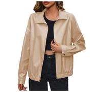 Womens Leather Jacket, Pu Biker Moto Jacket Zip Up Classic Bomber Jackets Standing Collar Motorcycle Coat Women Pu Leather Coat Leather Motorcycle Jacket Womens Jacket Spring Fall Clothes