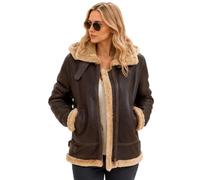 Womens Leather Jacket With Faux Fur - B3 RAF Flying Pilot Hooded Jacket | Winter Leather Jacket For Women, Bomber Leather Jacket For Womens, Front Zipper Closure, Side Pockets, Faux Fur Lining