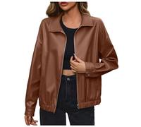 Womens Leather Jackets Long-Sleeved Jacket, Autumn Jackets, Windbreaker Gothic Waterproof Top Casual Classic-Fit Uk Tops Winter Steampunk Coat Elegant Motorcycle Overcoat