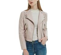 Womens Leather Jackets Long-Sleeved Jackets, Classic-Fit Jacket, Waterproof Gothic Windbreaker Top Oversized Fitted Slim Racing Coat Biker Winter Steampunk Overcoat Casual Uk Tops