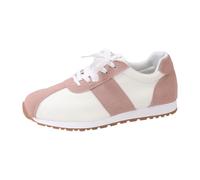 Women's Leather Lace-Up Running Trainers, Retro Sneakers, Closed Round Toe, Low Upper with Contrasting Inserts, Flat Notched Sole, Vintage Style, Sports Shoes, Walking Shoes, City, Daily, 01 Pink, 9