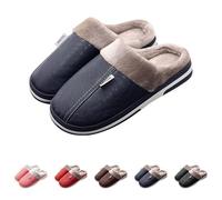 Women's Leather Lined Slippers Women's Winter Felt Slippers with Non-Slip Thick Sole Slippers Soft Home Shoes Couples Guest Slippers Unisex Hut Shoes Cuddly Felt Slippers, coffee, 9 UK