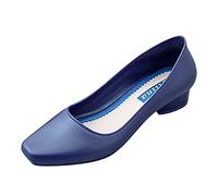 Womens Leather Loafers Waterproof Non Slip Pumps Comfortable Work Office Dress Shoes Lightweight Breathable Ladies Flats Low-Top Slip On Walking Shoes Blue