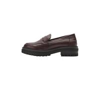 Womens Leather Mix Platform Sole Moccasins COMMA Rouge 39