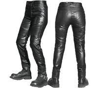 Women's Leather Motorcycle Pants With Three-Layer Knee Protection for Racing Anti-Fall, XL, Black
