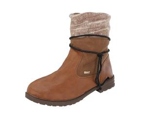 Women's Leather Orthopedic Boots, Mid-Calf Platform Boots For Women Round Toe, 2025 New Ankle Boot, Zip Up Boot, Chic And Elegant Shoe Color Assemble Boot, Brown, 6 UK