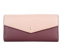 Womens Leather RFID Envelope Style Flap Over Money Credit Card Purse with Pebble Effect - Burgundy/Beige