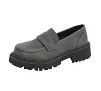 Women's Leather Slip On Casual Shoes with Thick Sole for Ultimate Comfort and Modern Style (Grey, 6.5)