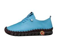 Women's Leather Soft Bottom Flats Handmade Beef Tendon Casual Slipon Walking Shoes Lightweight Comfortable Breathable Non-Slip Business Loafers Wedding Party Shoe (Sky Blue, 10)