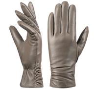 Women's Leather Touchscreen Gloves - Beige XXL
