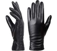 Women's Leather Touchscreen Gloves - Black M